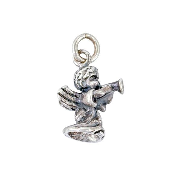Vintage Sterling Silver 925 Trumpeting Angel Charm Pendant - Picture 4 of 7